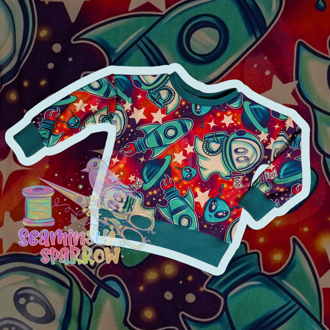 Bamboo Dolman Sweatshirt - Space Ghosties