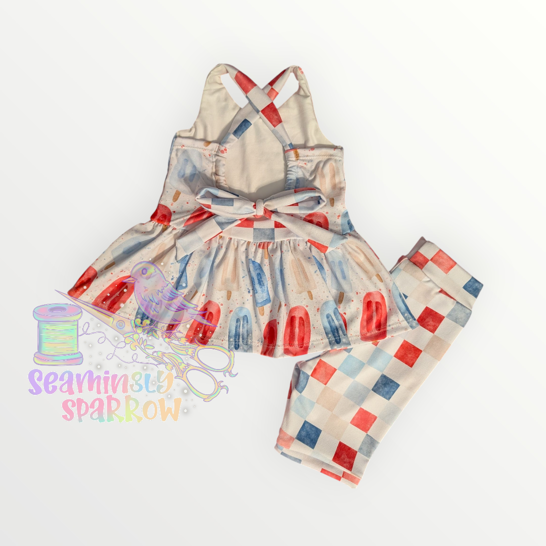 Sparrow Peplum + Bikers Set - RWB Pops