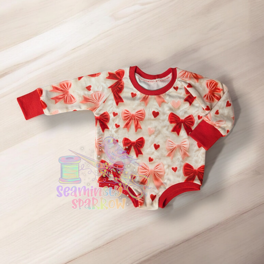 Valentine's Bows - Rowan Romper (Velvet)