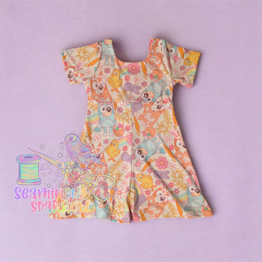Blue Dog Bright Easter - Petal Romper
