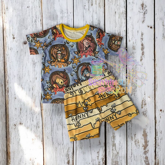Lasso Hunny Bear/Hunny Stripes - Marin Top + Jasper Shorts Set