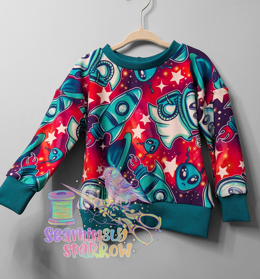 Bamboo Dolman Sweatshirt - Space Ghosties